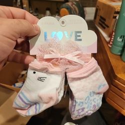 6 Pairs Girls Toddler Socks 12-24 Month