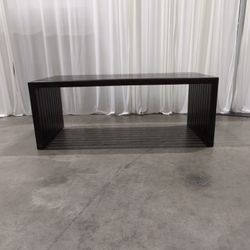 Dark Brown Slatted Wood Waterfall Bench