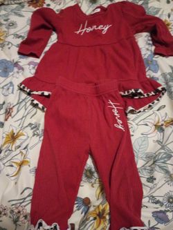 12 to 18 months Honey Girls 2-Piece Red Tracksuit Set