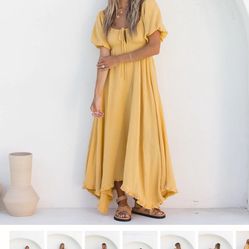 Solai Golden Days Cotton Linen Maxi Dress