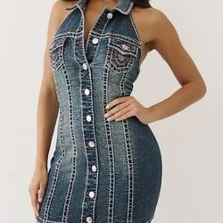 Denim Halter Dress