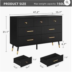 7 Drawer Black Cabinet With Charger Plug 