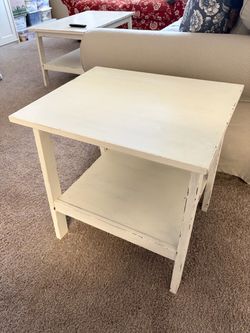 Side Table/Nightstand White Wooden