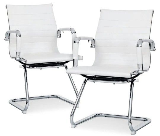 2 White Office Chairs