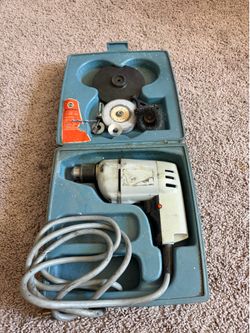 Vintage 1970s Black & Decker 3/8" Electric Drill Kit with Original Hard Case & Accessories - Tested & Works