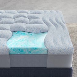 Queen 4”Dual Layer Cooling Mattress Topper 2” Gel Infused + 2” Pillow top $75 Firm