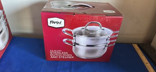 3.5 quart stainless Dutch oven and steamer