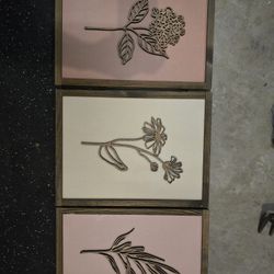 Boho Flower Wood Art (Set Of 3)