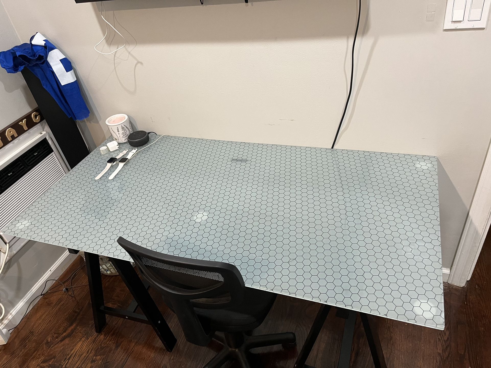 IKEA Removable Glass Desk and Wooden Legs!
