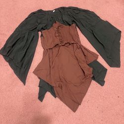 New xxl short green renaissance fairy princess Piriate dress costume peasant 