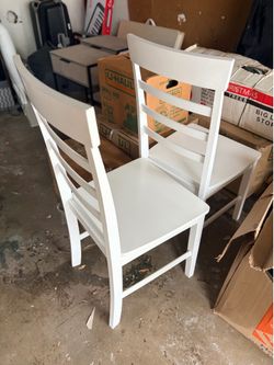Set of White Wood Chairs