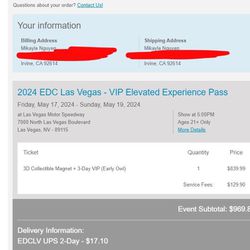 EDC Las Vegas 2024 - VIP Friday & Sat Portion (DEPOSIT REQUIRED)