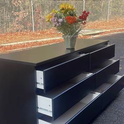 Ikea Black Long Dresser With Big Drawers. Drawers Sliding Smoothly. Delivery Available. Se Habla Español 