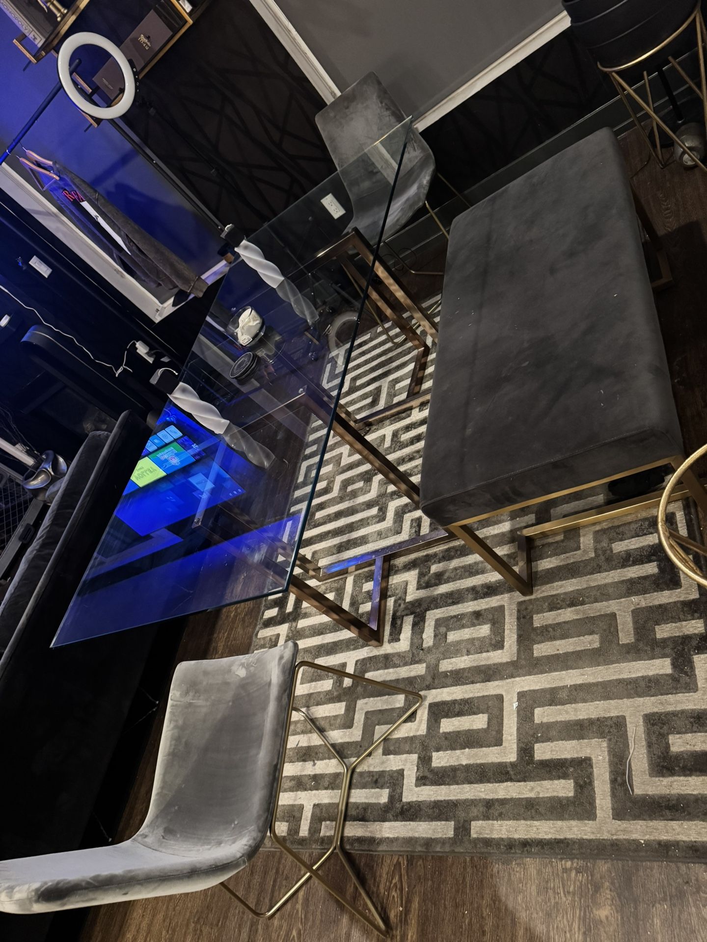 Tempered Glass Dining Table Set 