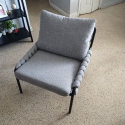 Reading Chair Wide Heavy Duty  Gray Black Metal Frame.