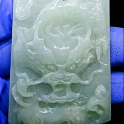 Burmese type A icy jade Jadeite pendant Dragon.