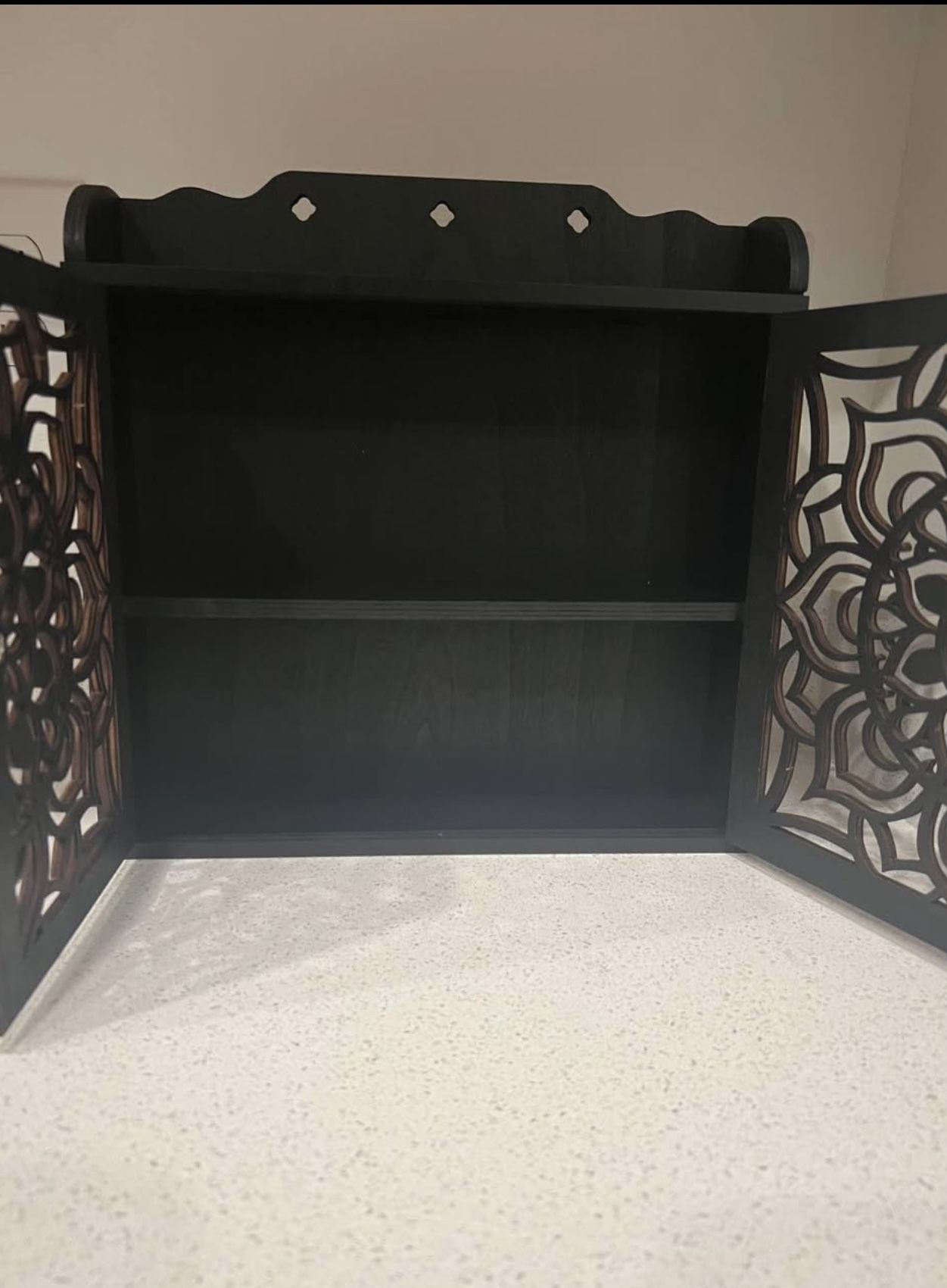 Wooden Floating Crystal Storage Shelf