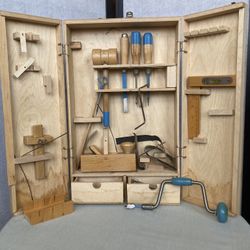 Childs Wooden Tool Box W/tools! Got An Offer