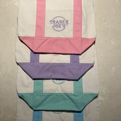 NEW Trader Joes Mini Tote Bags PASTEL