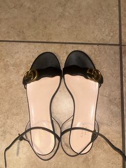 Gucci Double G Black Leather Sandals