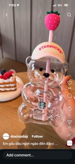 Pink barista bear cup