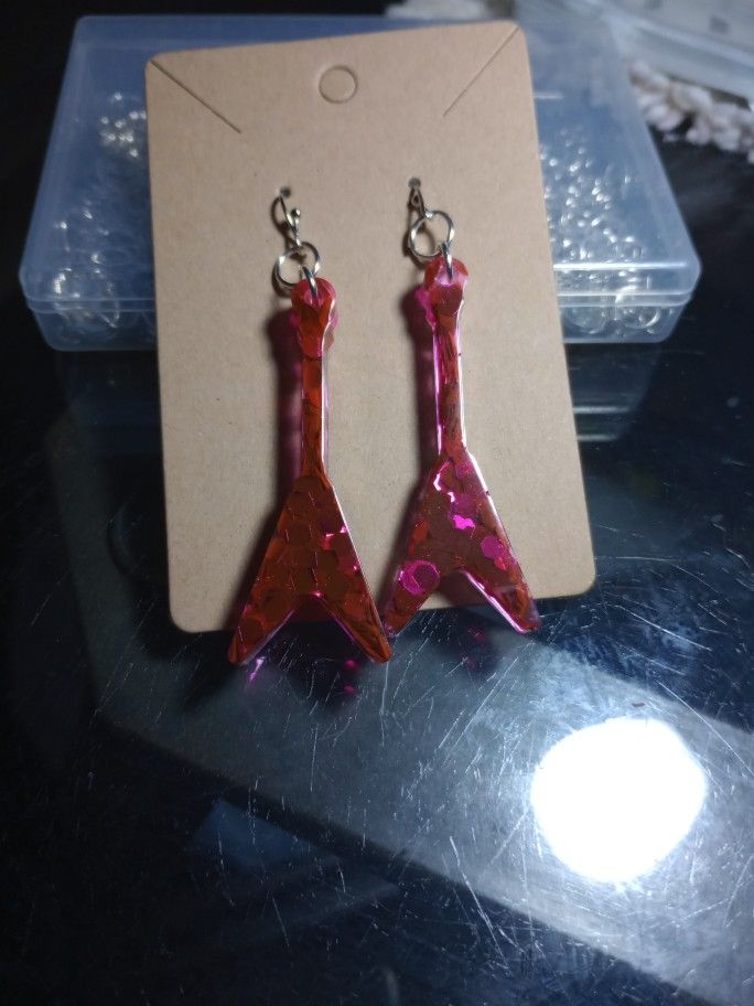 Hand Crafted Resin Guitar.Earrings.