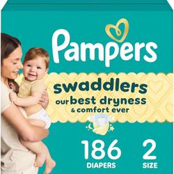 Pampers Swaddlers Size 2 - 186 Count - Full Box Brand new-$40 Firm