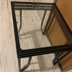 Glass Top Side Table – Black Metal Frame