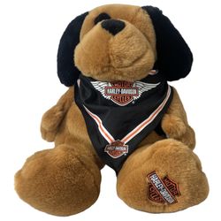 Harley Davidson Dog Black Eye Plush 16" 2003 Animal Biker Club TRIANGLE BANDANA