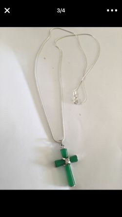 Jade cross with Sterling silver necklace