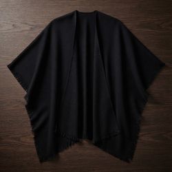 XL Black Open-Front Poncho/Shawl/Wrap 
