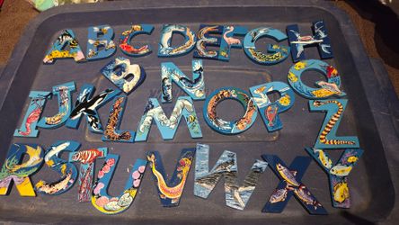 Alphabet letters handpainted with seacreatures for that special grandbaby in your life