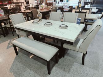Dining Table Set with Chairs and Bench