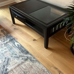 Solid Wood Coffee Table with Glass Inset - $40