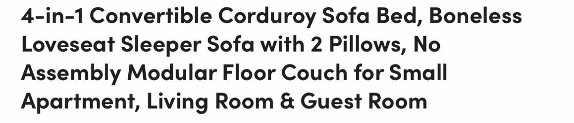 4-in-1 Convertible Corduroy Sofa Bed with Pillows
