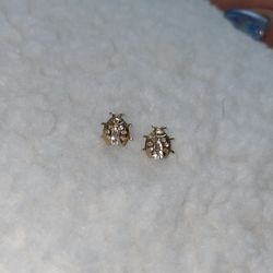 Gold Plated Lady Bug Earrings 