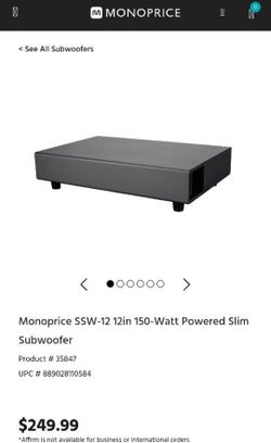 Monoprice SSW-10 10in 150-Watt Powered Slim Subwoofer