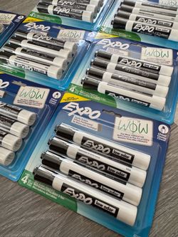 EXPO Dry Erase Markers, Chisel Tip, Black, 4 Count
