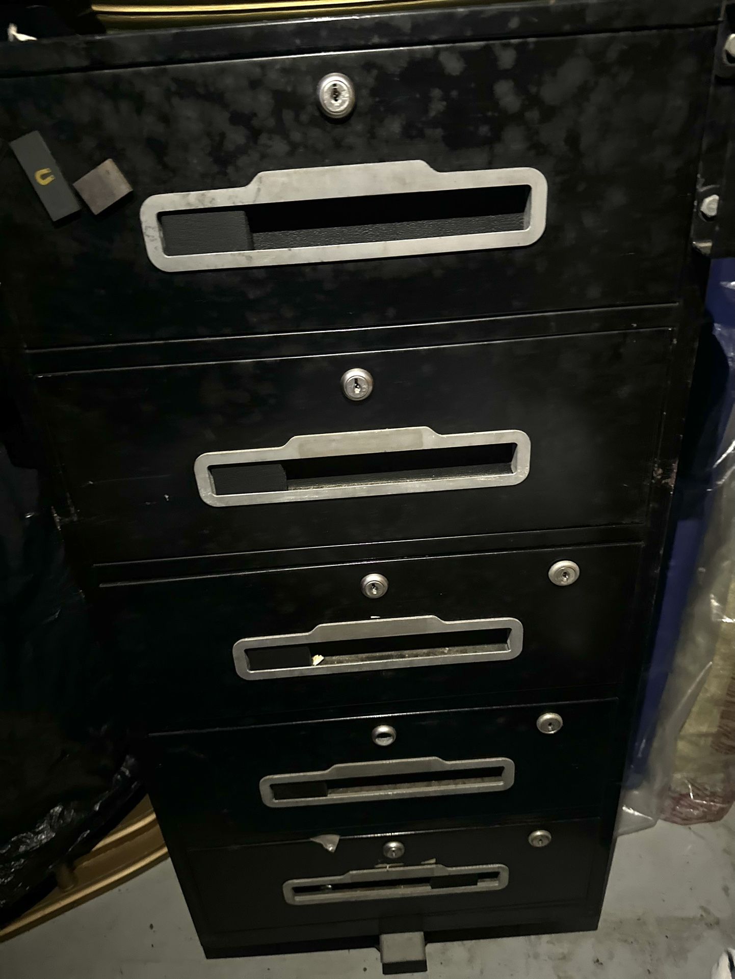 Black Metal Rolling Toolbox Cabinet Heavy Duty Vintage