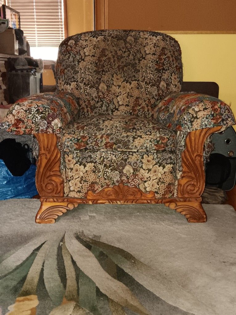 Vintage Floral Upholstery Armchair
