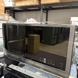 Smart 30 in. W 2.1 cu. ft. Over the Range Microwave with EasyClean 1,050-Watt in PrintProof Black Stainless Steel