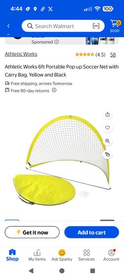6 ft portable soccer pop-up net. With does not include carrying case. Only $10. City of Orange