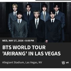 BTS WORLD TOUR ‘ARIRANG’ Las Vegas May 27 $200 OBO