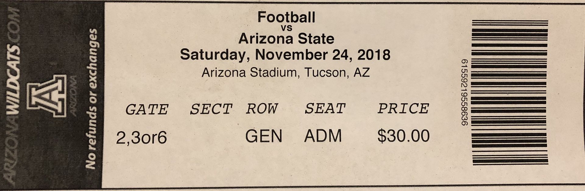 UA ASU ticket.