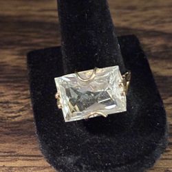 10k FP Large Marcasite Quartz W Emerald  Cut