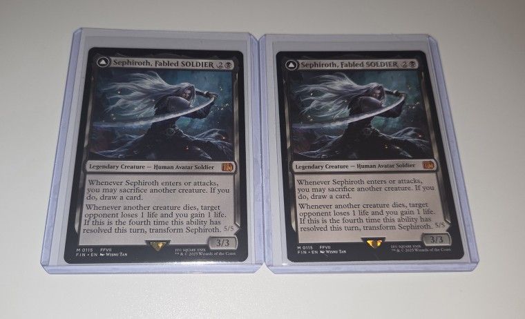 2 Magic The Gathering Final Fantasy Sephiroth, Fabled SOLDIER/ Sephiroth, One-Winged Angel Mythic #0115 