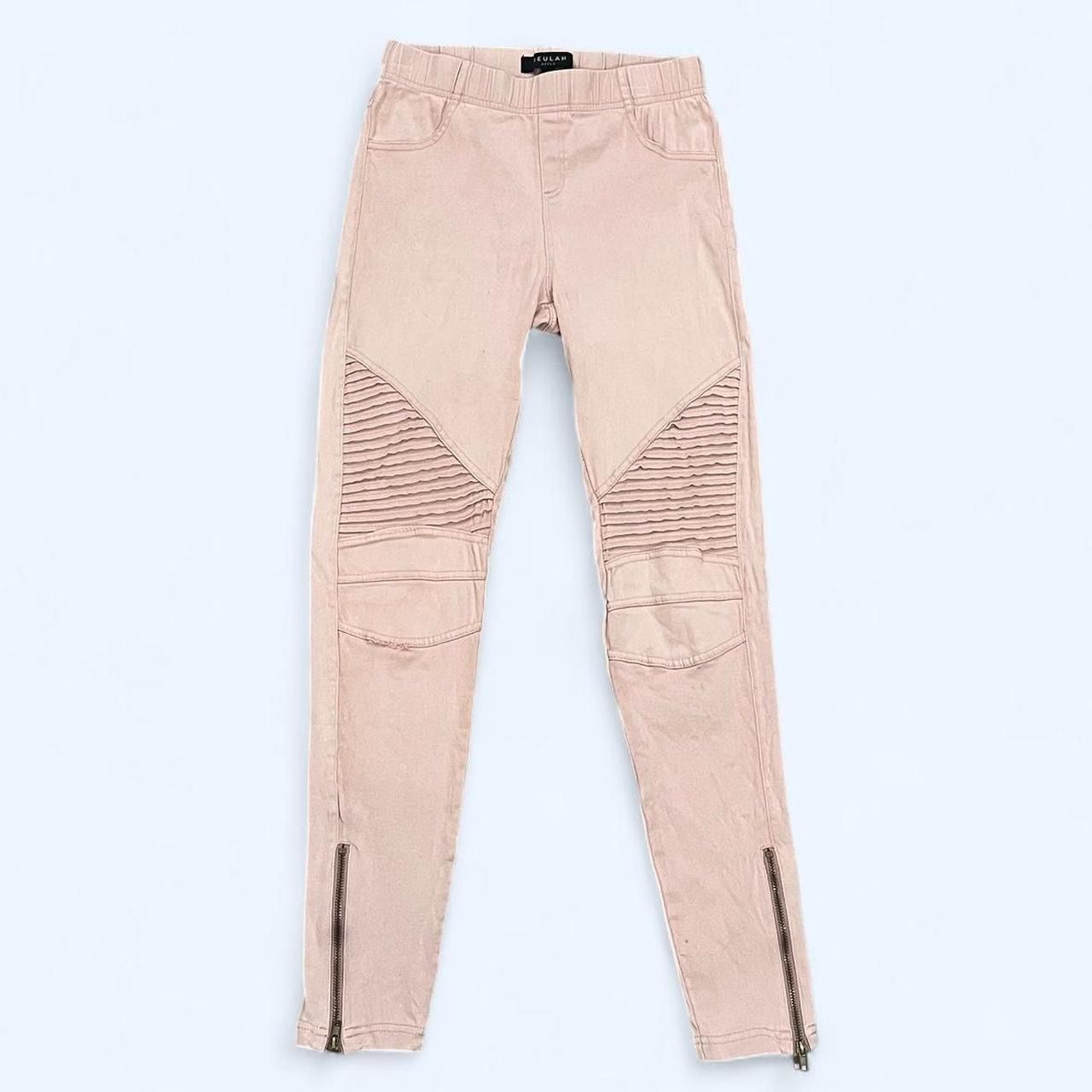 Beulah Juniors Women’s XS Pink Moto Biker Skinny Pants with Zipper Detail