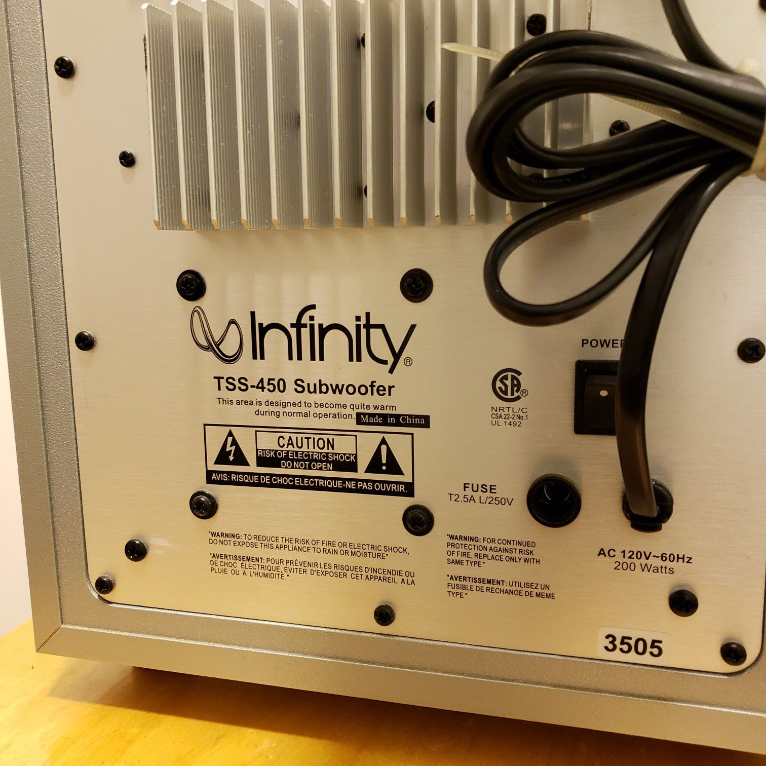 INFINITY TSS450 SUBWOOFER for Sale in Miami Gardens, FL OfferUp