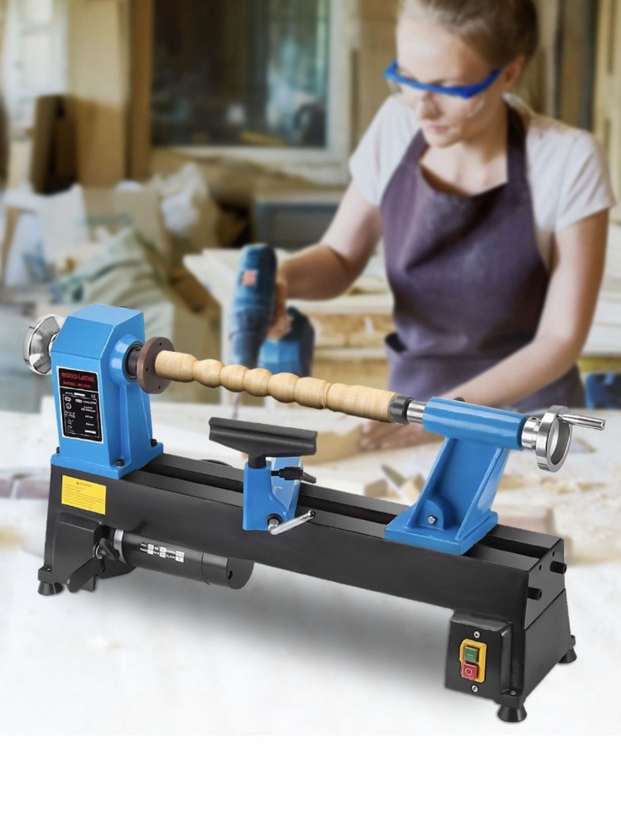 Wood Lathe 10 x 18 Inch, Bench Top Wood Lathe Machine