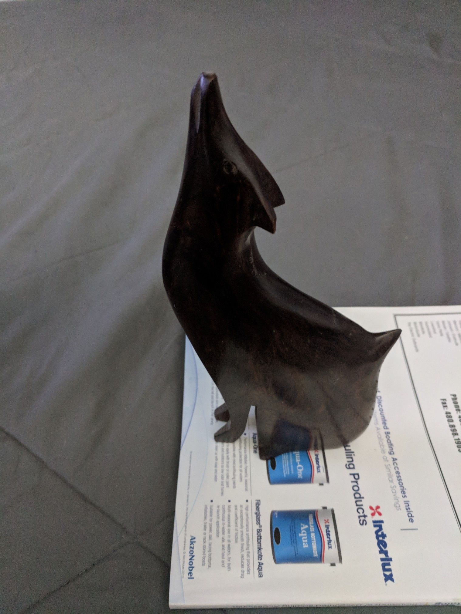 Carved Wooden coyote figurine.